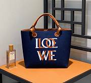 Fortok Loewe Love Anagram Tote Bag Blue 29x25x14cm - 1