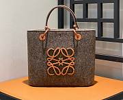 Fortok Loewe Anagram-Appliqué Leather-Trim Wool-Felt Tote Bag Brown 29x25x14cm - 1