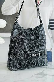 Fortok Chanel 23K Camellia Calfskin Bag Black & White 35×37×7cm - 2