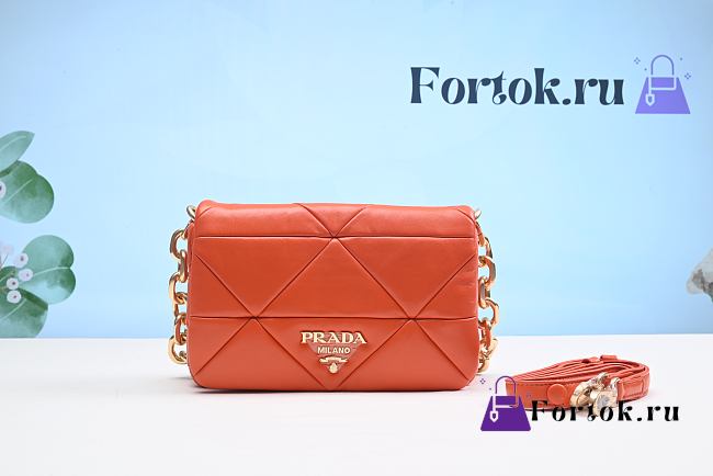 Fortok Prada Orange System Nappa Patchwork Shoulder Bag 24x15x7.5cm - 1