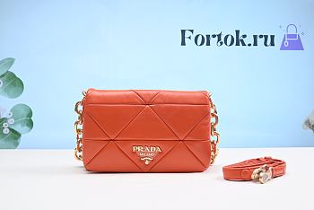 Fortok Prada Orange System Nappa Patchwork Shoulder Bag 24x15x7.5cm