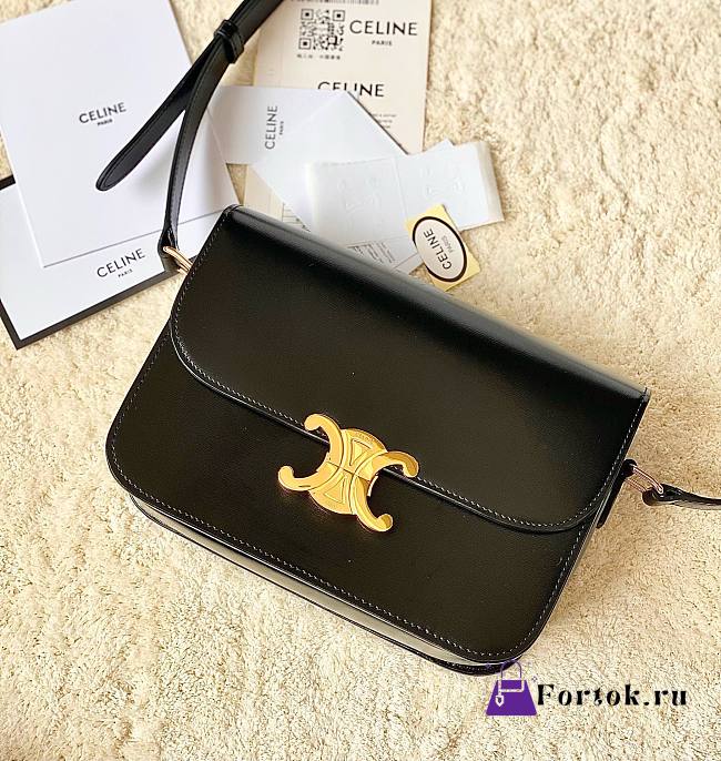 Fortok Celine Triomphe Shoulder Bag Black 22x16.5x7cm - 1