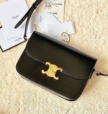 Fortok Celine Triomphe Shoulder Bag Black 22x16.5x7cm