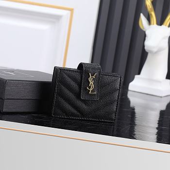 Fortok Saint Laurent Monogram Card Holder Black 10x6.5x2cm