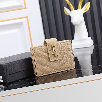 Fortok Saint Laurent Monogram Card Holder Beige 10x6.5x2cm