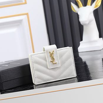 Fortok Saint Laurent Monogram Card Holder White 10x6.5x2cm