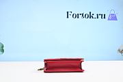 Fortok Gucci Flip Gold Buckle V-shaped Red Bag 18cm - 4