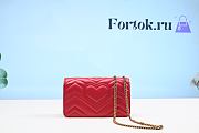 Fortok Gucci Flip Gold Buckle V-shaped Red Bag 18cm - 5