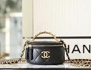 Fortok Chanel 23B Pearl Handle Chain Cosmetic Bag Black 6x11x9cm - 1