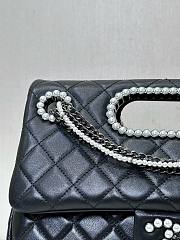 Fortok Chanel Small Shopping Bag Aged Shiny Lambskin Crystal Pearls & Black Metal in Black - 5