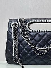 Fortok Chanel Small Shopping Bag Aged Shiny Lambskin Crystal Pearls & Black Metal in Black - 4