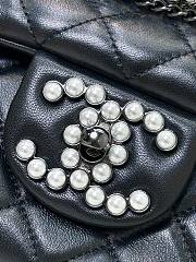 Fortok Chanel Small Shopping Bag Aged Shiny Lambskin Crystal Pearls & Black Metal in Black - 3