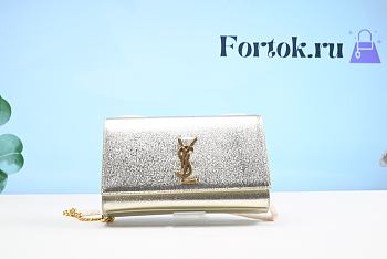 Fortok Saint Laurent Metallic Calfskin Medium Classic Monogram Kate Bag 24cm