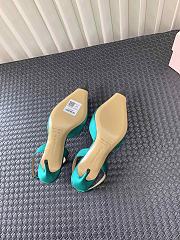 Fortok Mach&Mach SS23 Triple Crystal Heart-Embellished Satin Pumps Green - 6