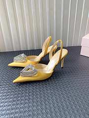 Fortok Mach&Mach SS23 Triple Crystal Heart-Embellished Satin Pumps Yellow - 1
