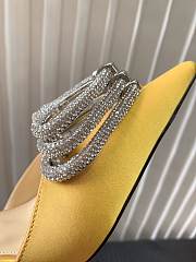 Fortok Mach&Mach SS23 Triple Crystal Heart-Embellished Satin Pumps Yellow - 5