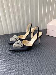Fortok Mach&Mach SS23 Triple Crystal Heart-Embellished Satin Pumps Black - 1