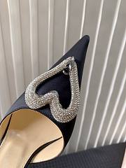 Fortok Mach&Mach SS23 Triple Crystal Heart-Embellished Satin Pumps Black - 4