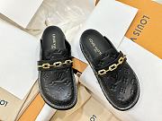 Fortok Louis Vuitton Flat Cozy Comfort Slippers Black - 6
