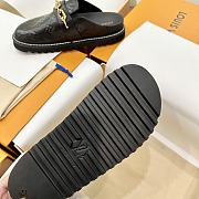 Fortok Louis Vuitton Flat Cozy Comfort Slippers Black - 4