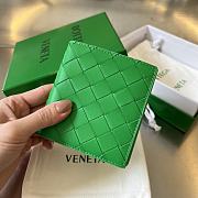 Fortok Bottega Veneta Two-Fold Vertical Short Wallet Green 10x9.5x1cm - 1