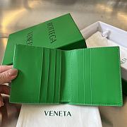 Fortok Bottega Veneta Two-Fold Vertical Short Wallet Green 10x9.5x1cm - 3