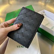 Fortok Bottega Veneta Leather Intrecciato Flap Wallet Black 12.5x9.5x1.5cm - 1