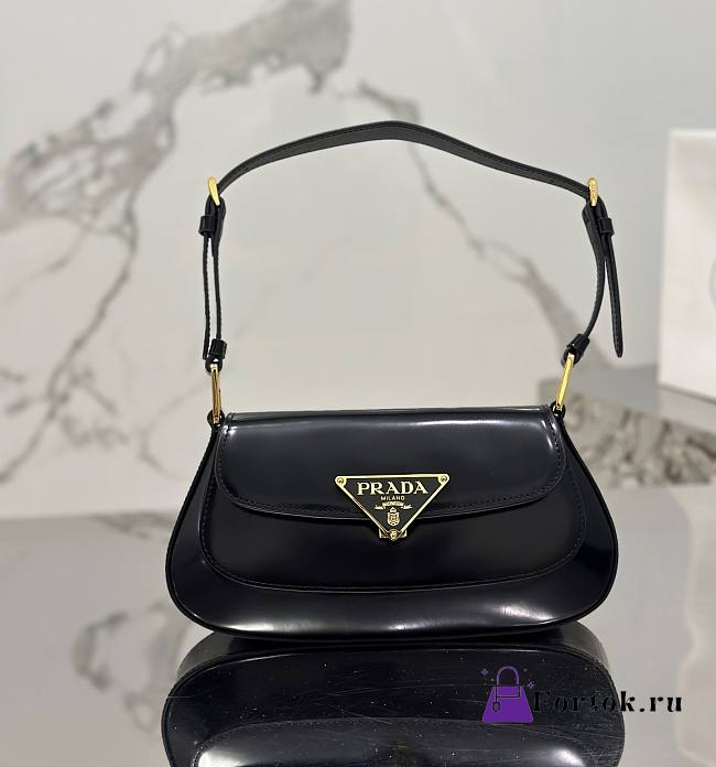 Fortok Prada Logo-plaque Shoulder Bag Black 1BD345 24×11×4cm - 1