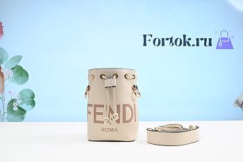 Fendi Mini Mon Tresor Leather Bucket Bag White 8BS010 12x18x10cm