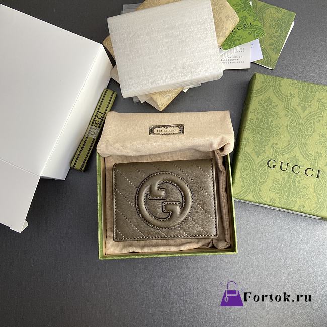 Fortok Gucci Blondie Card Case Wallet Brown Leather 760317 11x8.5x3cm - 1