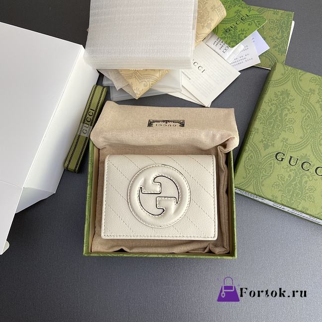 Fortok Gucci Blondie Card Case Wallet White Leather 760317 11x8.5x3cm - 1