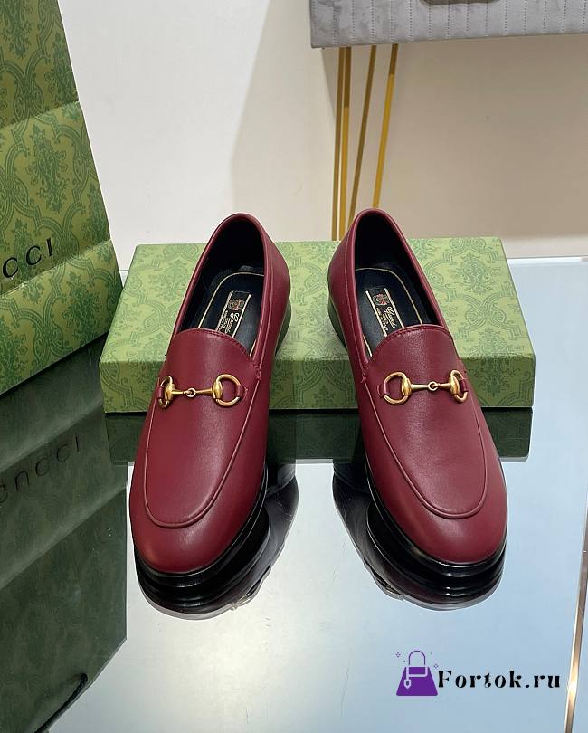 Fortok Gucci Horsebit Loafers Leather in Burgundy - 1