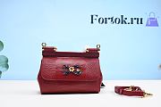 Fortok Dolce&Gabbana Sicily Handbag In Iguana Print Calfskin&Crystal DG Logo Patch Bag Red - 1