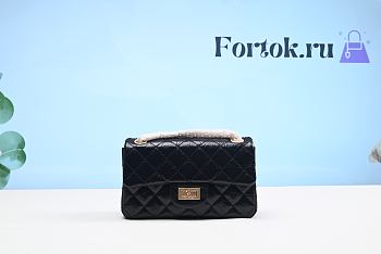 Fortok Chanel Wrinkled Leather Gold Buckle Bag Black 20cm