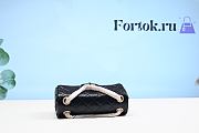 Fortok Chanel Wrinkled Leather Gold Buckle Bag Black 20cm - 3
