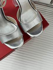 Fortok Valentino High Crystal Thick Heels Sandals Silver - 4