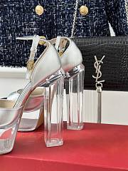 Fortok Valentino High Crystal Thick Heels Sandals Silver - 2
