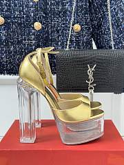 Fortok Valentino High Crystal Thick Heels Sandals Gold - 1