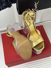 Fortok Valentino High Crystal Thick Heels Sandals Gold - 6