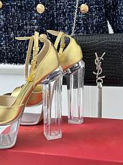 Fortok Valentino High Crystal Thick Heels Sandals Gold - 5