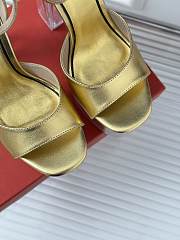 Fortok Valentino High Crystal Thick Heels Sandals Gold - 4