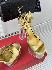 Fortok Valentino High Crystal Thick Heels Sandals Gold - 2