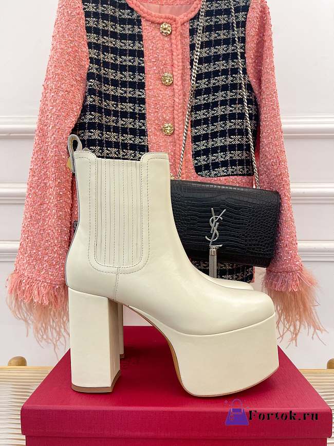 Fortok Valentino High Platform High-heel Boots White - 1