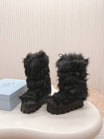 Fortok Prada Black Shearling Ankle Boots