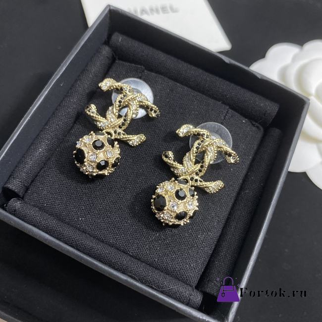 Fortok Chanel Metallic Gold&Black Earrings - 1