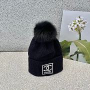 Fortok Chanel Beanie Fur Ball Black  - 1