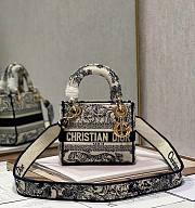 Fortok Dior Mini Lady Bag White and Black Toile de Jouy Voyage Embroidery 17x7.5x14cm - 1