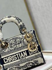 Fortok Dior Mini Lady Bag White and Black Toile de Jouy Voyage Embroidery 17x7.5x14cm - 3