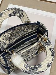 Fortok Dior Mini Lady Bag White and Black Toile de Jouy Voyage Embroidery 17x7.5x14cm - 4