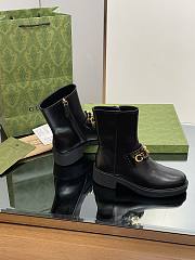 Fortok Gucci Logo Letter Gold Buckle Short Boots Black - 6